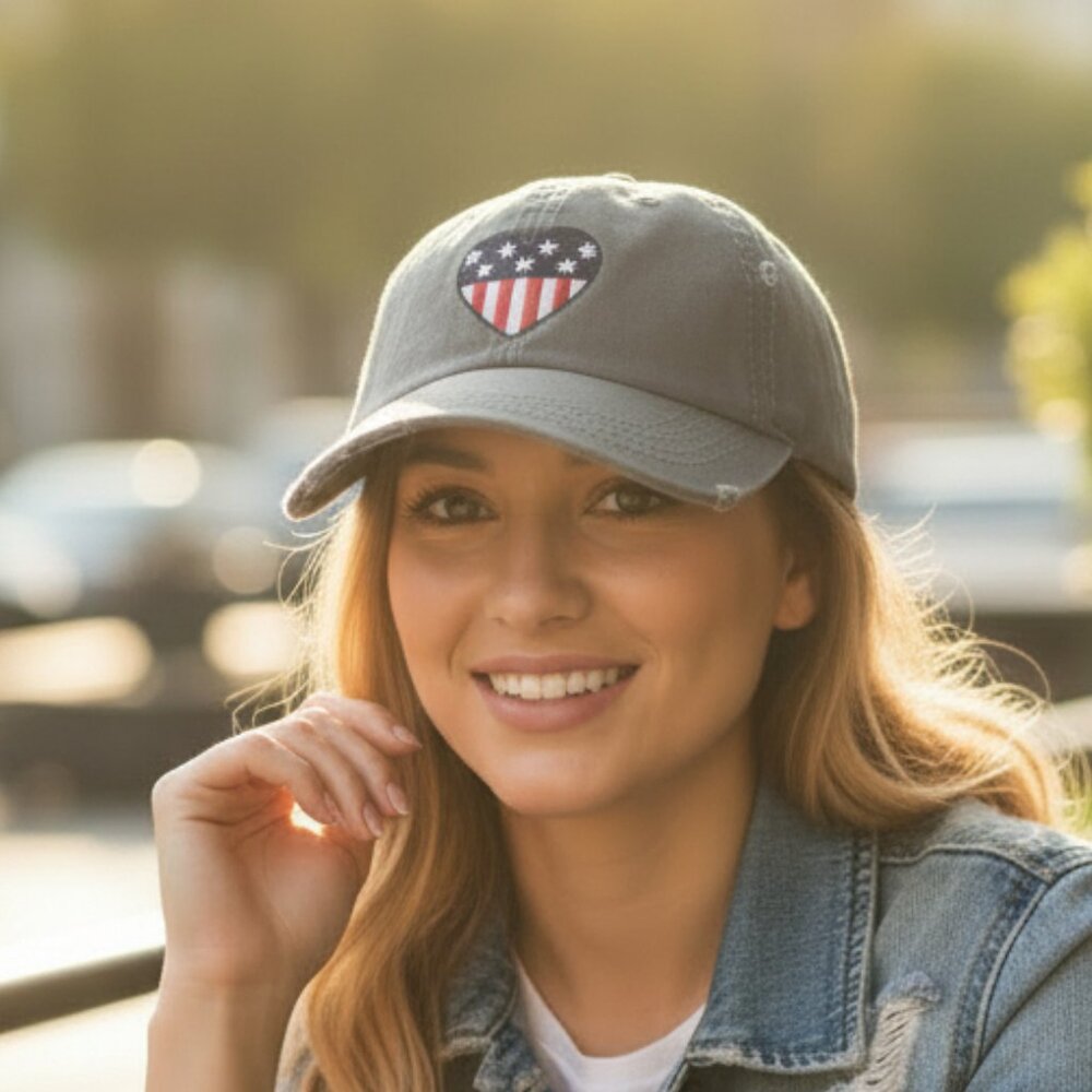 Life is Good Sun washed Chill Americana Heart Flag Chill Cap/Hat